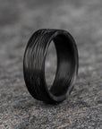 Polished Carbon Fiber Wave Pattern Ring