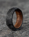 Rough Cut Carbon Fiber Ring with English Chestnut Core