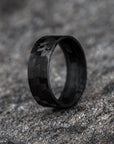 Polished Carbon Fiber Horizontal Pattern Ring