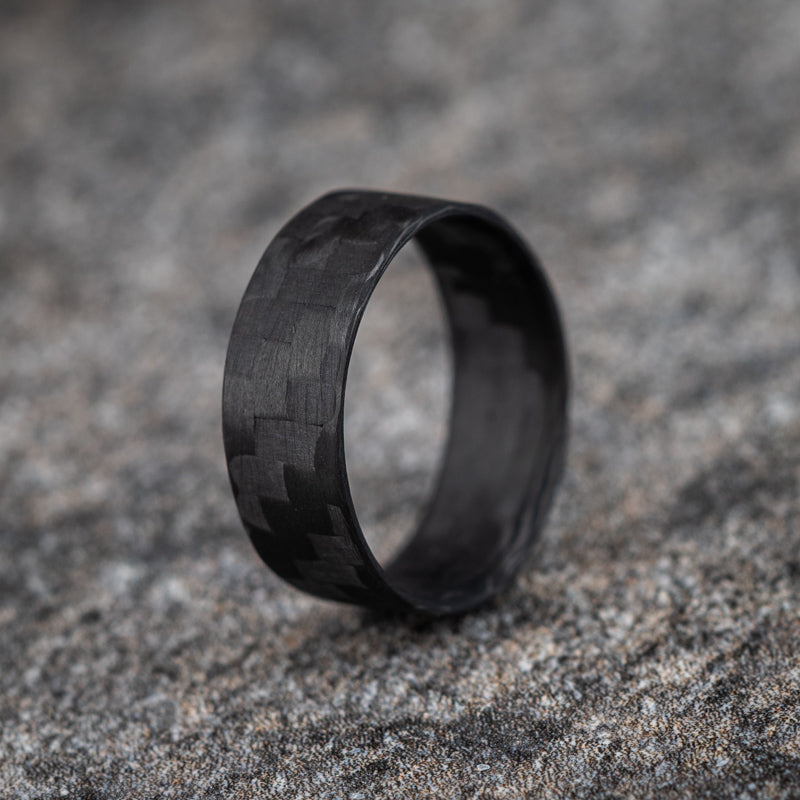 Matte Ultra Thin Carbon Fiber Horizontal Pattern Ring