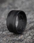 Matte Carbon Fiber Unidirectional Ring with Black Center Stripe