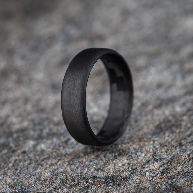 Matte Round Top Carbon Fiber Unidirectional Ring