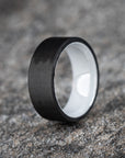 Matte Carbon Fiber Unidirectional Ring with White Ceramic Core